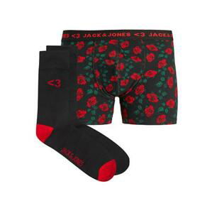 Jack&Jones Pánská sada - boxerky a ponožky JACRON 12205034 Black Print S, 37 - 39