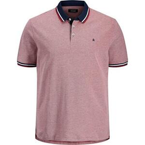 Jack&Jones PLUS Pánské polo triko JJEPAULOS Slim Fit 12143859 Rio Red 6XL