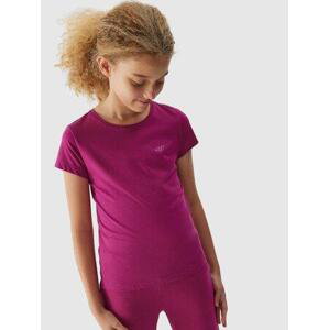4F Dětské bavlněné tričko - velikost 146 dark pink 158