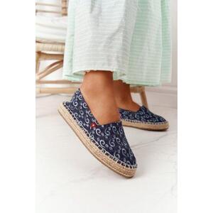 Big Star Shoes Espadrilles On A Braided Platform Big Star AA274628 Navy Blue 36, Odstíny, hnědé, béžové, ||, Odstíny, tmavě, modré