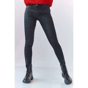 FASARDI Černé džínové kalhoty XS s roztřepeným lemem
