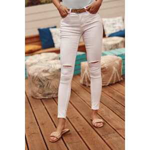 FASARDI 27 bílých roztrhaných džínových džín, Bílá,