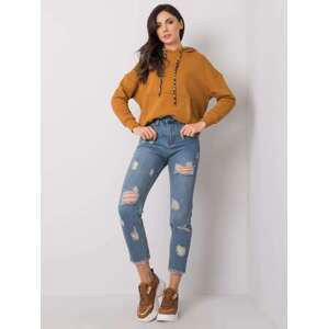 Fashionhunters Steffi RUE PARIS modré roztrhané mom jeans Velikost: XS