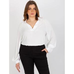 Fashionhunters Ecru plus size košilová halenka s límečkem Velikost: L/XL