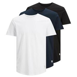 Jack&Jones 3 PACK - pánské triko JJENOA 12191765 White 1White 1Black 1Navy L