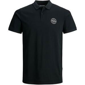 Jack&Jones Pánské polo triko JJESHARK Slim Fit 12205025 Black White M