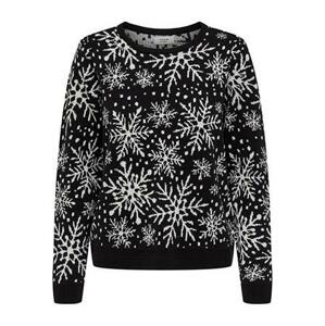 Jacqueline de Yong Dámský svetr JDYMIKA 15238308 Black W WHITE SNOWFLAKE JACAURD M