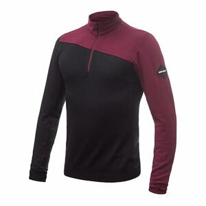 SENSOR MERINO EXTREME pánské triko dl.rukáv zip černá/port red Velikost: XXL