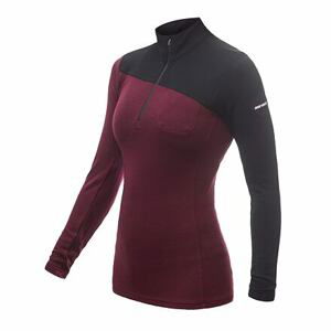 SENSOR MERINO EXTREME dámské triko dl.rukáv zip port red/černá Velikost: L