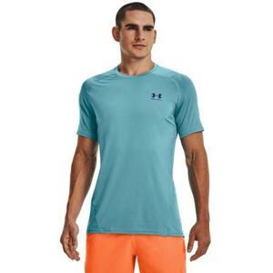 Under Armour Pánské triko HG Armour Fitted SS, Modrá / bílá, XL