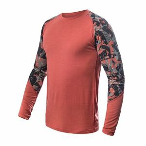 SENSOR MERINO IMPRESS pánské triko dl.rukáv terracotta/rush Velikost: XXL