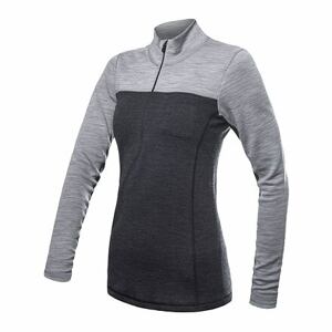 SENSOR MERINO BOLD dámské triko dl.rukáv zip anthracite/cool gray Velikost: XL