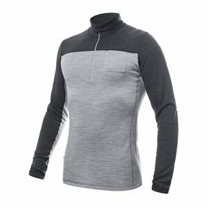 SENSOR MERINO BOLD pánské triko dl.rukáv zip cool gray/anthracite Velikost: S