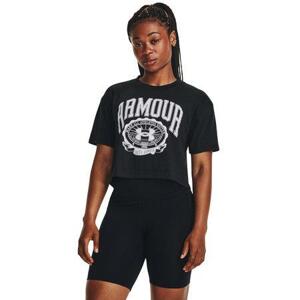 Under Armour Dámské tričko Collegiate Crest Crop SS black L, Černá