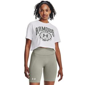 Under Armour Dámské tričko Collegiate Crest Crop SS white M, Bílá