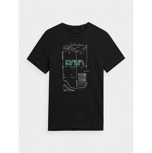 4F Pánské bavlněné tričko deep black XL