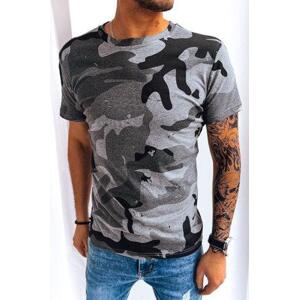 Dstreet Tmavě šedé camo pánské tričko RX5083 L, šedá