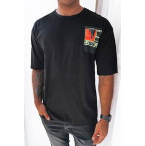 Dstreet Černé pánské tričko RX5304 XL s potiskem, Černá