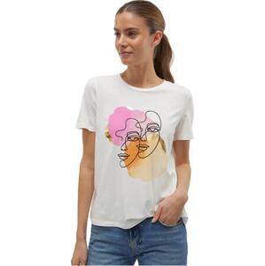 Vero Moda Dámské triko VMIFACEY Relaxed Fit 10306773 Snow White PINK FACE L