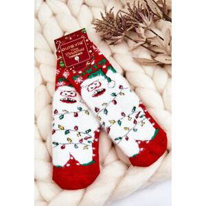 Kesi Dětské vánoční bavlněné termoaktivní ponožky Yeti Červene 24-27, Červená
