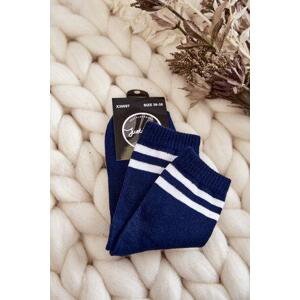 Kesi Dámské bavlněné sportovní ponožky s pruhy námořnická modrá 36-38, Odstíny, tmavě, modré