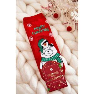 Kesi Dětské ponožky "Merry Christmas" Lední medvěd červene 32-35, Červená