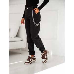 FASARDI Džínové kalhoty s řetízkem, černá, XS