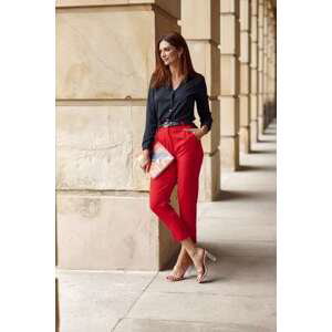 FASARDI Elegantní kalhoty s řasením, červené M