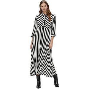 Y.A.S Dámské šaty YASSAVANNA Loose Fit 26022663 Black/W White st M