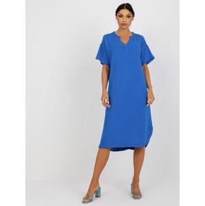 Fashionhunters Modré košilové šaty s krátkým OCH BELLA Velikost: M