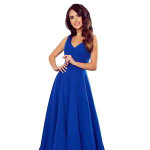 Numoco Dlouhé šaty s výstřihem CINDY - modré Velikost: XL, Modrá