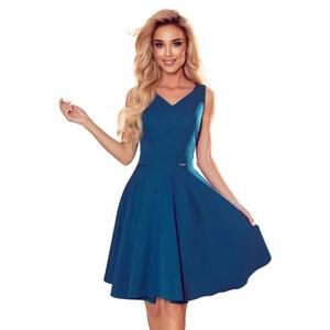 Numoco Rozevláté šaty s výstřihem - modré Velikost: XL, Modrá