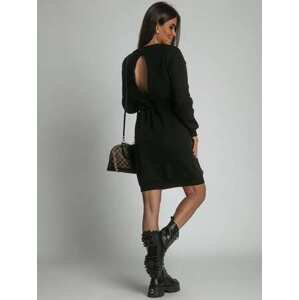 FASARDI Teplé černé šaty s průstřihem na zádech Velikost: XL, Černá