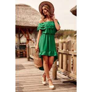 FASARDI Asymetrické španělské šaty s volánem UNIW zelené, Zelená, UNIV