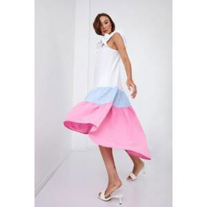 FASARDI Letní šaty na ramínka s delšími zády v modré a růžové barvě XL, Vícebarevný