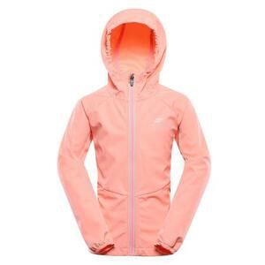 ALPINE PRO Dětská softshellová bunda s membránou SPERTO neon salmon 140-146