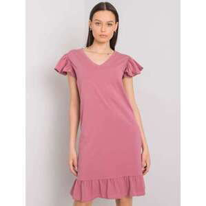 Fashionhunters Prachově růžové dámské šaty ONE SIZE s volány, JEDNA, VELIKOST