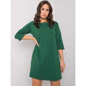 Fashionhunters Tmavě zelené dámské šaty s krajkou Jamelia RUE PARIS Velikost: S/M