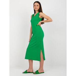 Fashionhunters Zelené ležérní šaty s rozparky OCH BELLA Velikost: XL