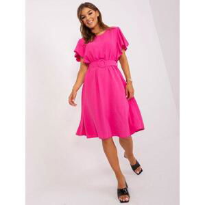 Fashionhunters Tmavě růžové viskózové ležérní šaty Velikost: ONE SIZE, JEDNA, VELIKOST