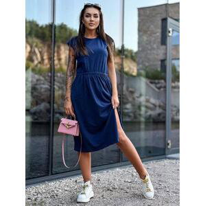 Fashionhunters Ležérní šaty MAYFLIES tmavě modré barvy s kapsami Velikost: XL