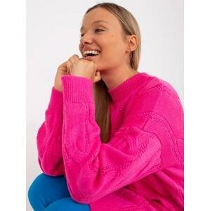 Fashionhunters Fluo růžové minišaty pletené s copánky RUE PARIS Velikost: JEDNA VELIKOST