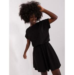 Fashionhunters Základní černé bavlněné mini šaty RUE PARIS Velikost: S