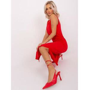 Fashionhunters OCH BELLA červené bavlněné midi šaty Velikost: S