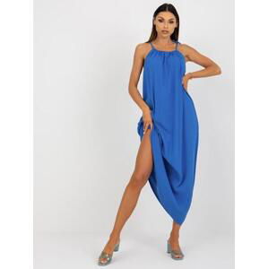 Fashionhunters Modré letní šaty na ramínka OCH BELLA Velikost: L