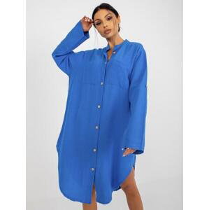 Fashionhunters Modré košilové šaty s kapsami OCH BELLA Velikost: S/M