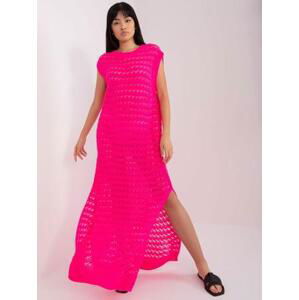 Fashionhunters Fluo růžové letní pletené šaty bez rukávů Velikost: ONE VELIKOST, JEDNA