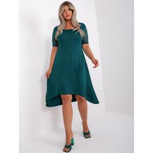 Fashionhunters Tmavě zelené asymetrické šaty plus size.Velikost: ONE SIZE, JEDNA, VELIKOST