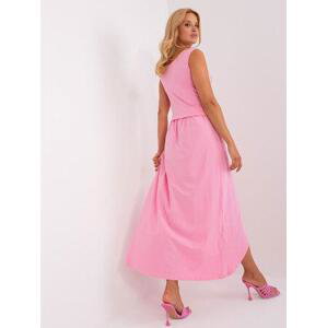 Fashionhunters Růžové maxi letní šaty.Velikost: ONE SIZE, JEDNA, VELIKOST