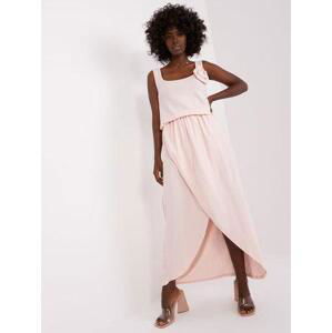 Fashionhunters Světle růžové bavlněné maxi šaty.Velikost: ONE SIZE, JEDNA, VELIKOST